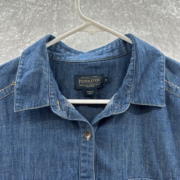 Pendleton Womens Blue Chambray Stitchline Shirt Dress Size Medium - Picture 4 of 10